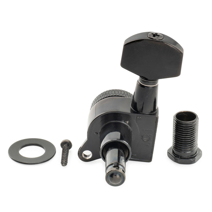 Musiclily Pro Single 18:1 Ratio Full Sealed Locking Machine Head Bass Side Tuner Tuning Peg Key with Hex Button 45 Degree Screw for Strat Tele Style Electric Guitar