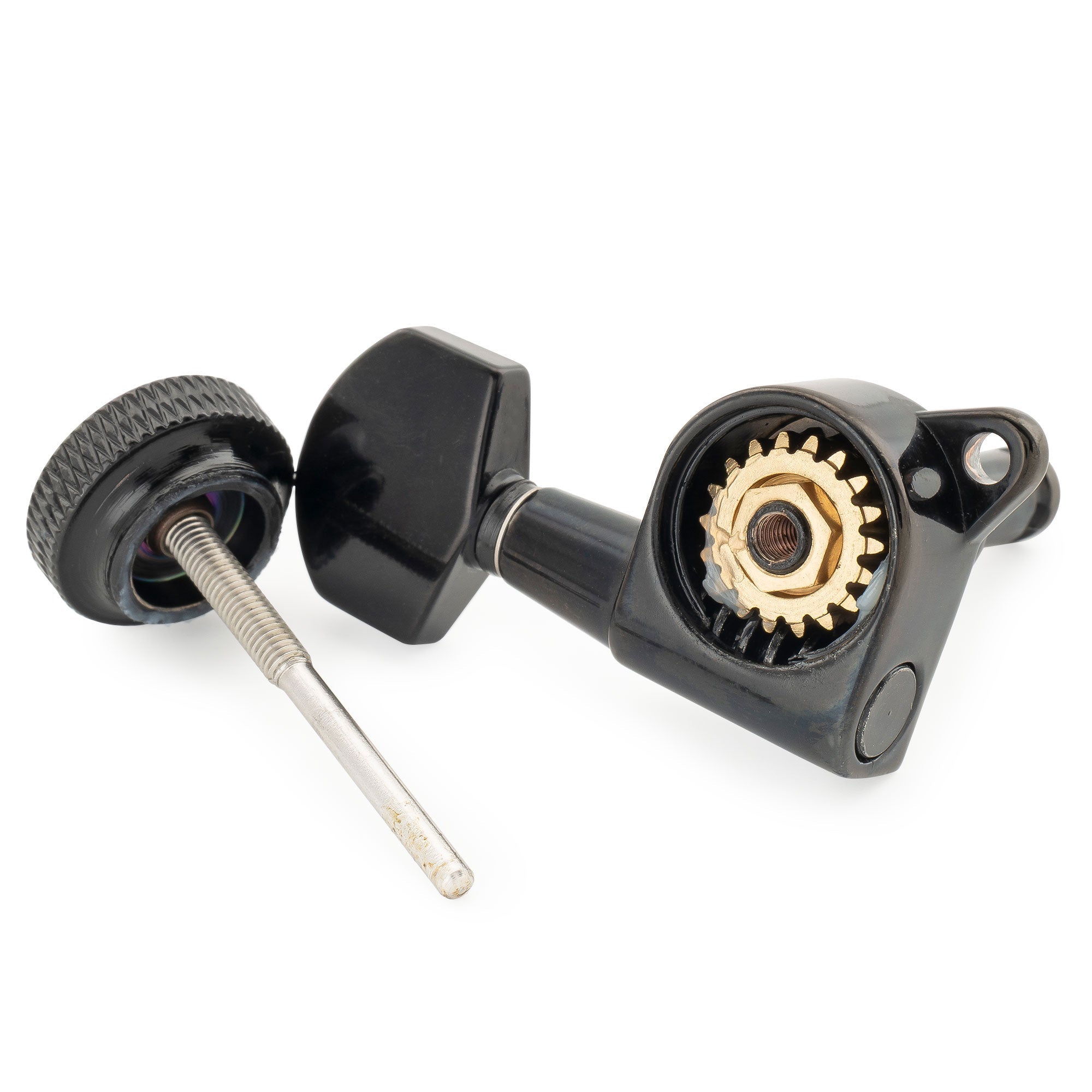 Musiclily Pro R18K Single 18:1 Ratio Full Sealed Locking Machine Head Bass Side Tuner Tuning Peg Key with Hex Button 45 Degree Screw for Strat Tele Style Electric Guitar Musiclily Pro