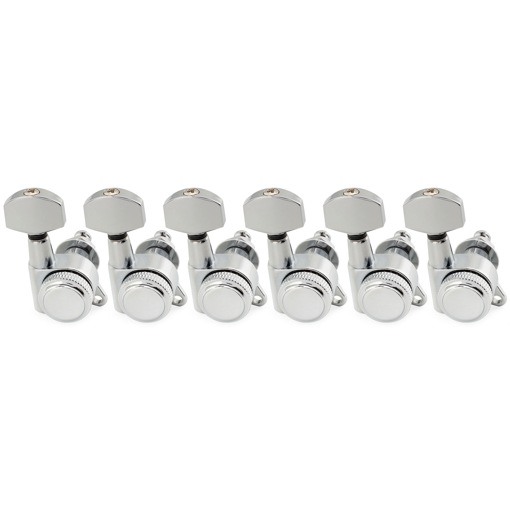Musiclily Pro R18K 6-in-line 18:1 Ratio Full Sealed Locking Machine Heads Tuners Tuning Pegs Keys with Hex Button 45 Degree Screw for Strat Tele Style Electric Guitar Musiclily Pro