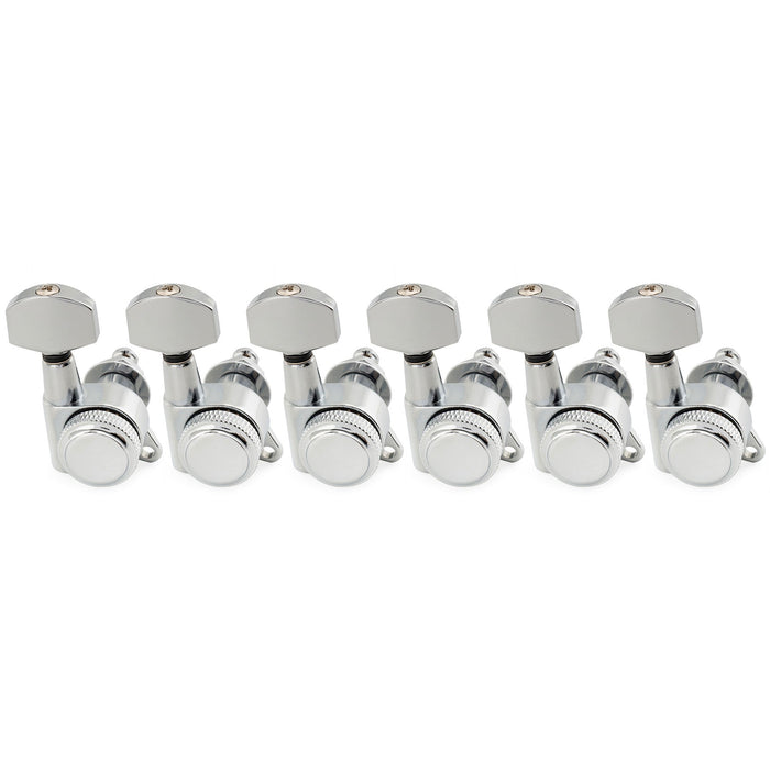 Musiclily Pro 6-in-line 18:1 Ratio Full Sealed Locking Machine Heads Tuners Tuning Pegs Keys with Hex Button 45 Degree Screw for Strat Tele Style Electric Guitar