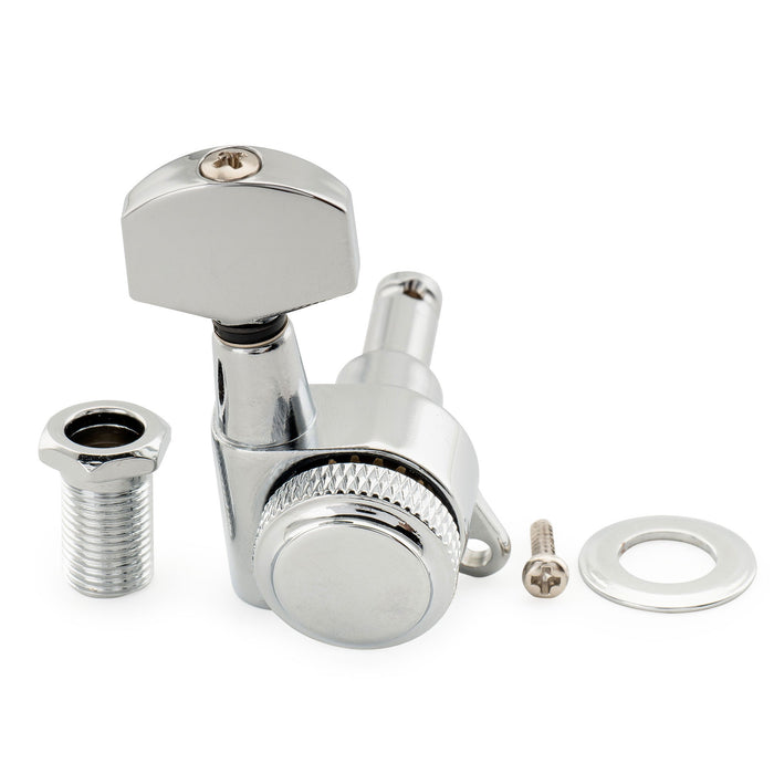 Musiclily Pro R18K 6-in-line 18:1 Ratio Full Sealed Locking Machine Heads Tuners Tuning Pegs Keys with Hex Button 45 Degree Screw for Strat Tele Style Electric Guitar