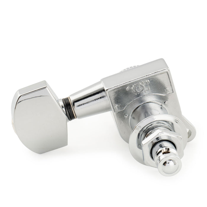 Musiclily Pro R18K 6-in-line 18:1 Ratio Full Sealed Locking Machine Heads Tuners Tuning Pegs Keys with Hex Button 45 Degree Screw for Strat Tele Style Electric Guitar