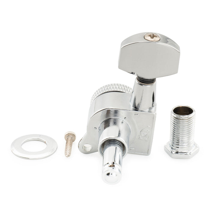 Musiclily Pro R18K Single 18:1 Ratio Full Sealed Locking Machine Head Bass Side Tuner Tuning Peg Key with Hex Button 45 Degree Screw for Strat Tele Style Electric Guitar