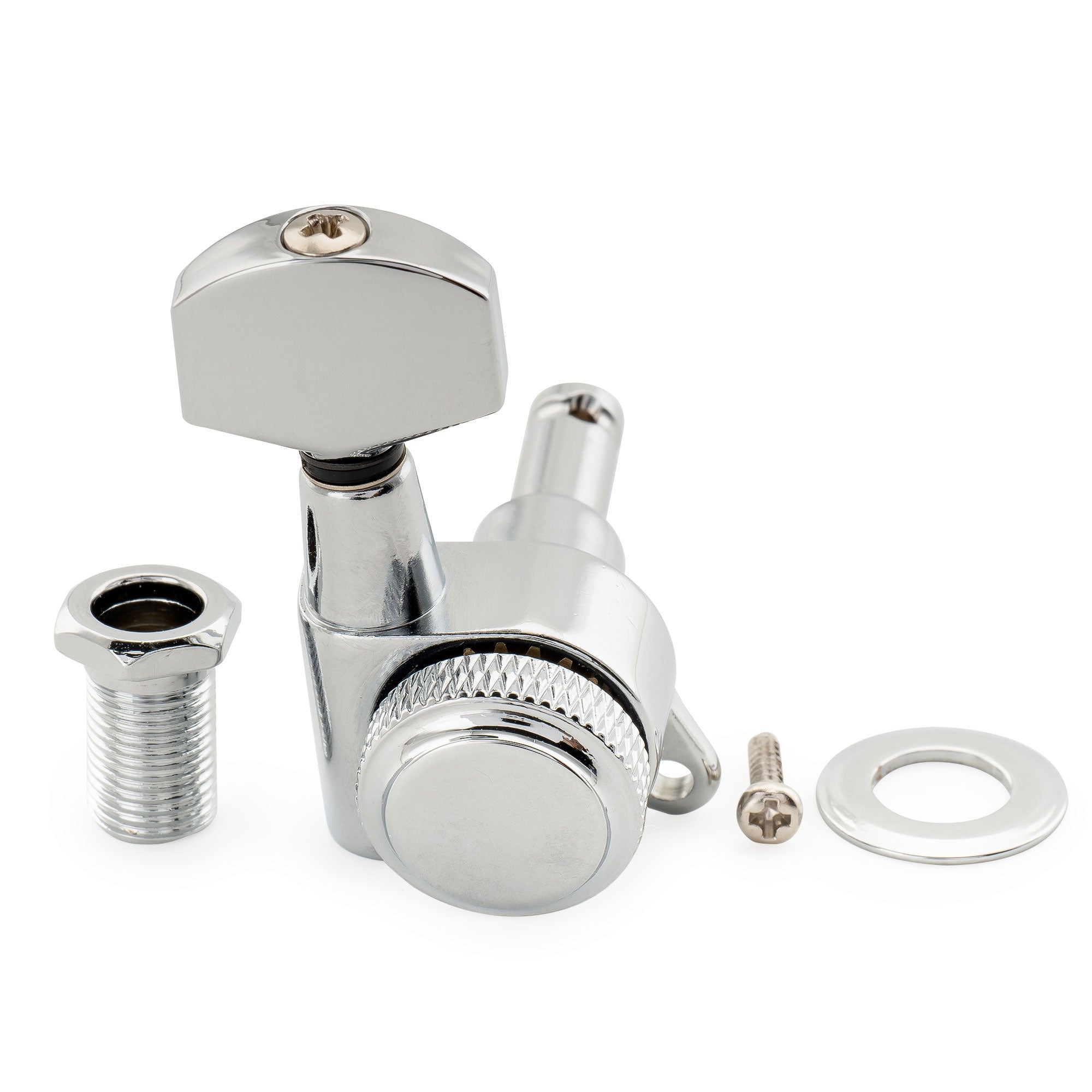 Musiclily Pro R18K Single 18:1 Ratio Full Sealed Locking Machine Head Bass Side Tuner Tuning Peg Key with Hex Button 45 Degree Screw for Strat Tele Style Electric Guitar Musiclily Pro