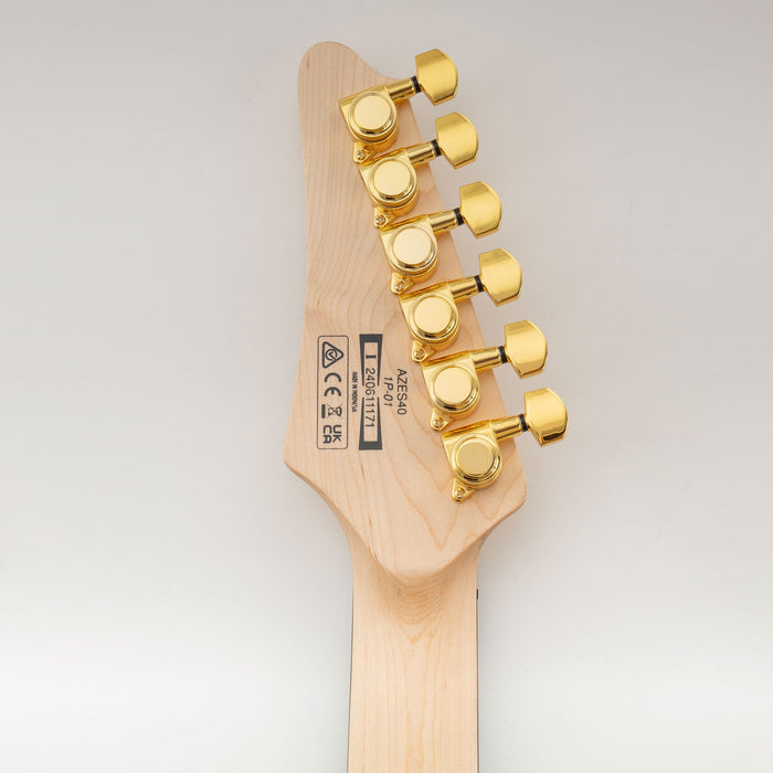 Musiclily Pro R18K 6-in-line 18:1 Ratio Full Sealed Locking Machine Heads Tuners Tuning Pegs Keys with Hex Button 45 Degree Screw for Strat Tele Style Electric Guitar