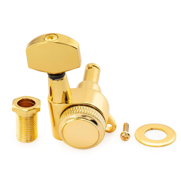 Musiclily Pro R18K 6-in-line 18:1 Ratio Full Sealed Locking Machine Heads Tuners Tuning Pegs Keys with Hex Button 45 Degree Screw for Strat Tele Style Electric Guitar