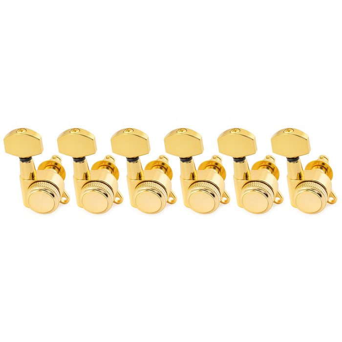 Musiclily Pro 6-in-line 18:1 Ratio Full Sealed Locking Machine Heads Tuners Tuning Pegs Keys with Hex Button 45 Degree Screw for Strat Tele Style Electric Guitar
