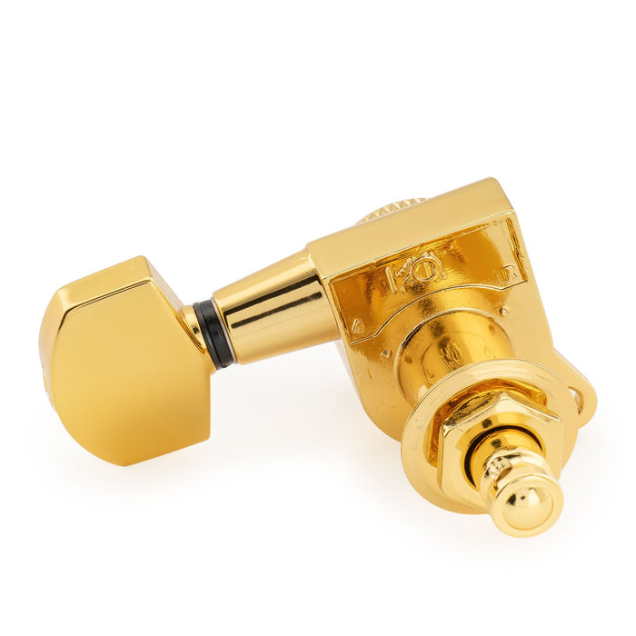 Musiclily Pro R18K 6-in-line 18:1 Ratio Full Sealed Locking Machine Heads Tuners Tuning Pegs Keys with Hex Button 45 Degree Screw for Strat Tele Style Electric Guitar