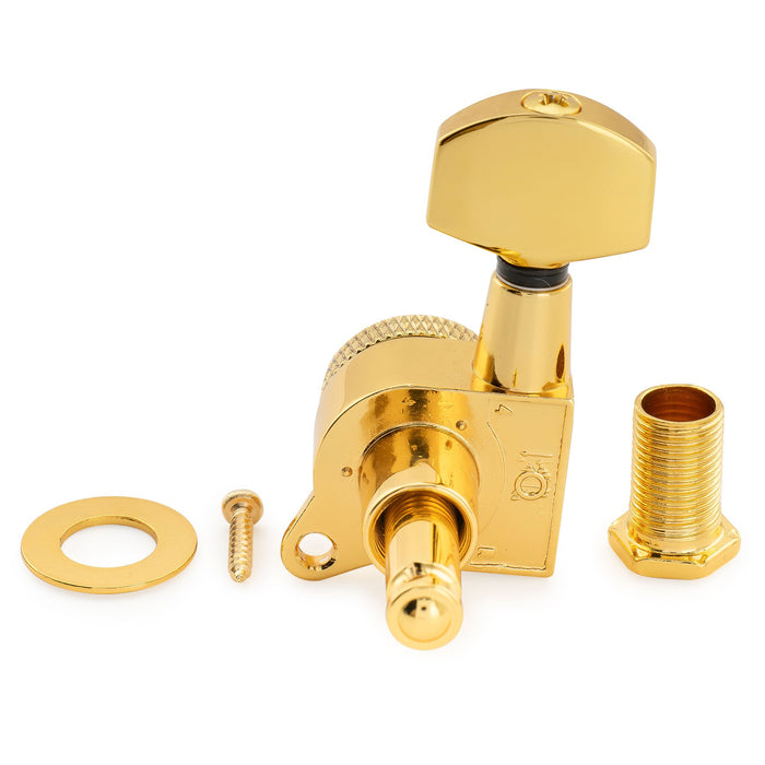 Musiclily Pro R18K Single 18:1 Ratio Full Sealed Locking Machine Head Bass Side Tuner Tuning Peg Key with Hex Button 45 Degree Screw for Strat Tele Style Electric Guitar