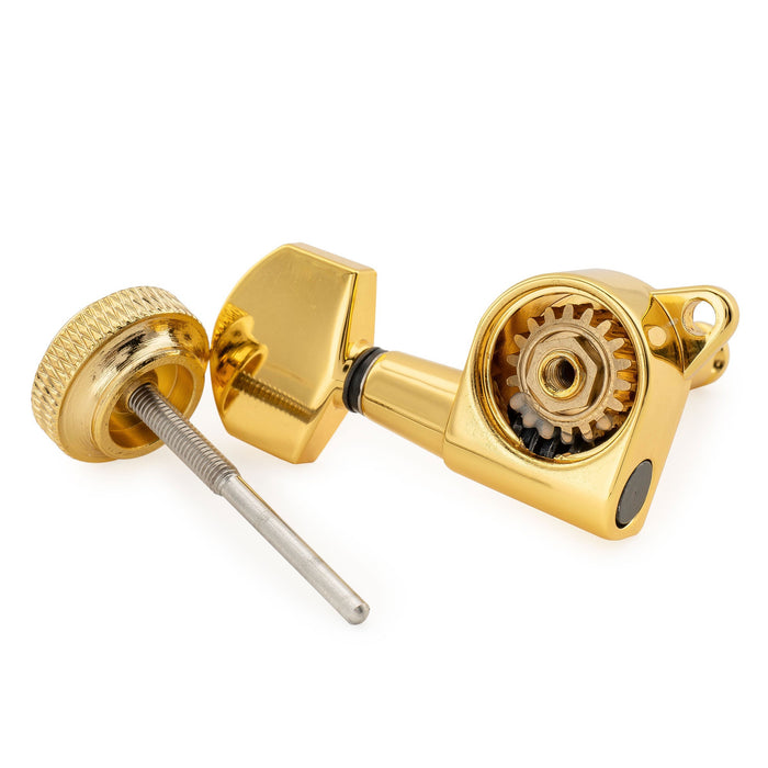 Musiclily Pro R18K Single 18:1 Ratio Full Sealed Locking Machine Head Bass Side Tuner Tuning Peg Key with Hex Button 45 Degree Screw for Strat Tele Style Electric Guitar