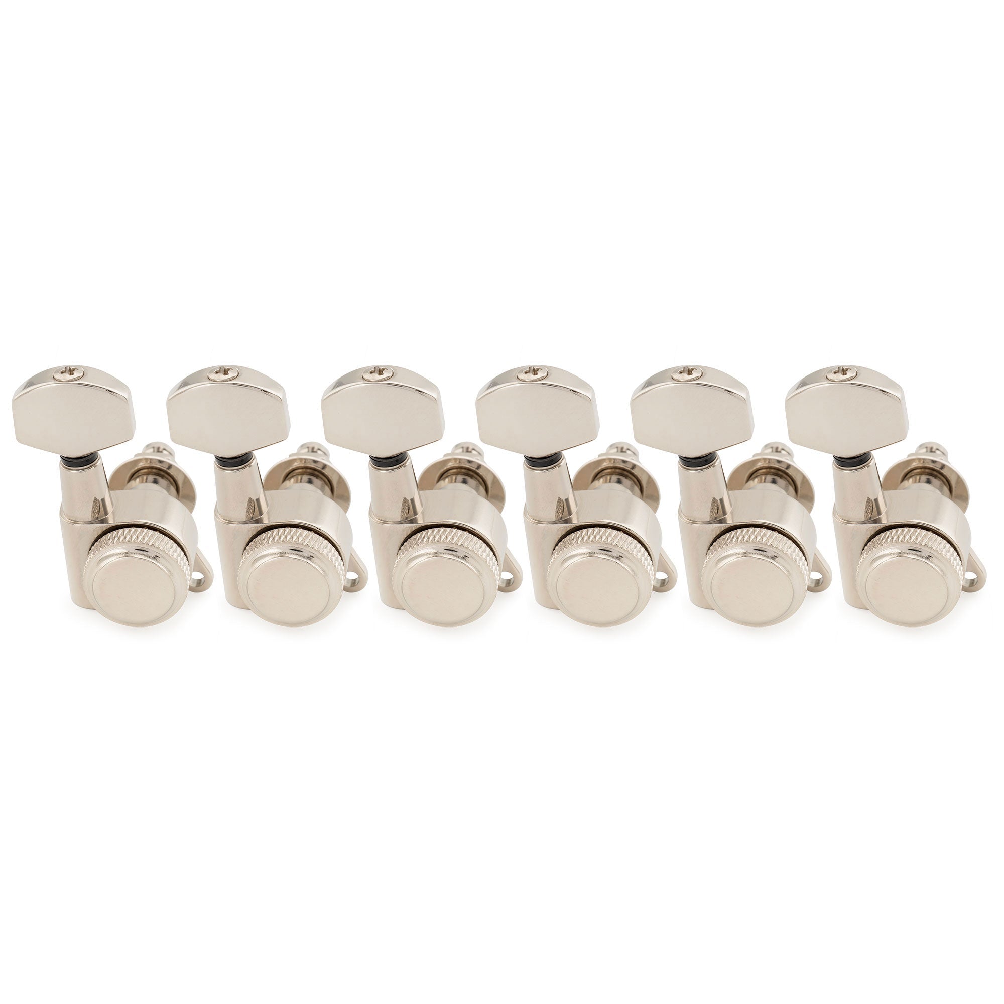 Musiclily Pro R18K 6-in-line 18:1 Ratio Full Sealed Locking Machine Heads Tuners Tuning Pegs Keys with Hex Button 45 Degree Screw for Strat Tele Style Electric Guitar Musiclily Pro