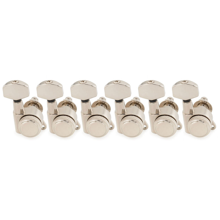 Musiclily Pro 6-in-line 18:1 Ratio Full Sealed Locking Machine Heads Tuners Tuning Pegs Keys with Hex Button 45 Degree Screw for Strat Tele Style Electric Guitar