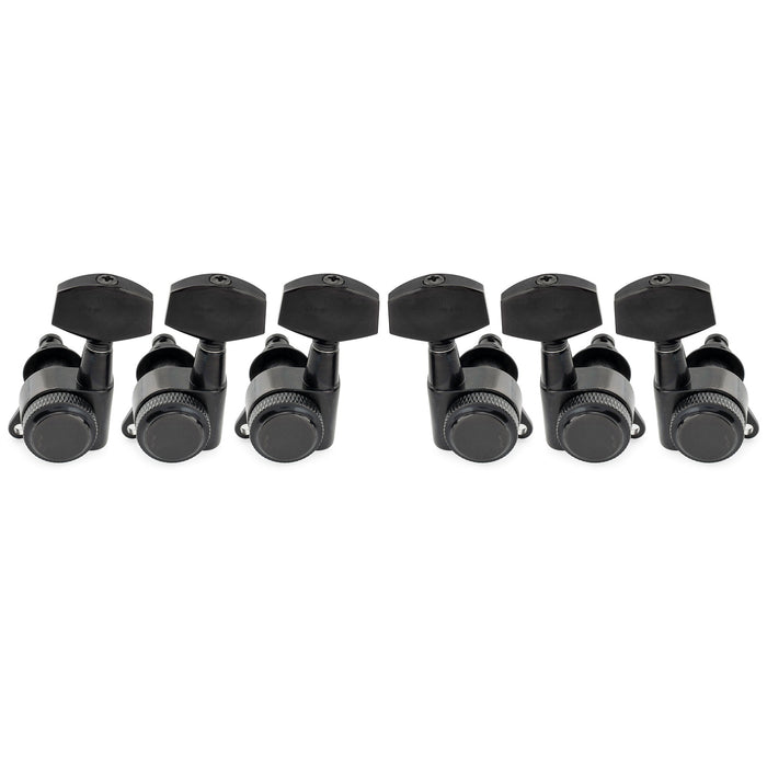 Musiclily Pro 3R3L 18:1 Ratio Full Sealed Locking Machine Heads Tuners Tuning Pegs Keys with Big Hex Button 45 Degree Screw for Acoustic Electric Guitar