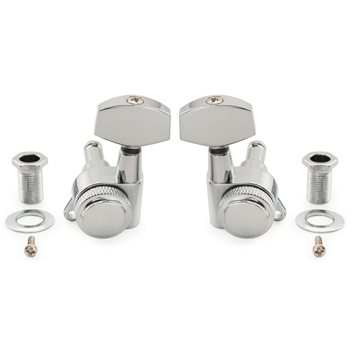 ミュージックリリー プロ R18K 3R3L 18:1 比率 完全密封 ロッキングマシンヘッド チューナー チューニングペグキー 大型六角ボタン 45度ネジ アコースティック/エレキギター用