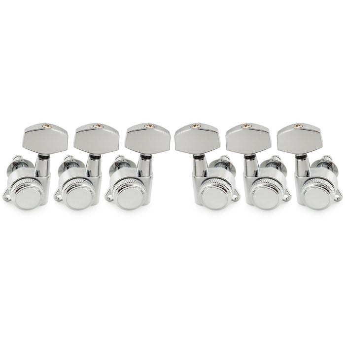 Musiclily Pro 3R3L 18:1 Ratio Full Sealed Locking Machine Heads Tuners Tuning Pegs Keys with Big Hex Button 45 Degree Screw for Acoustic Electric Guitar