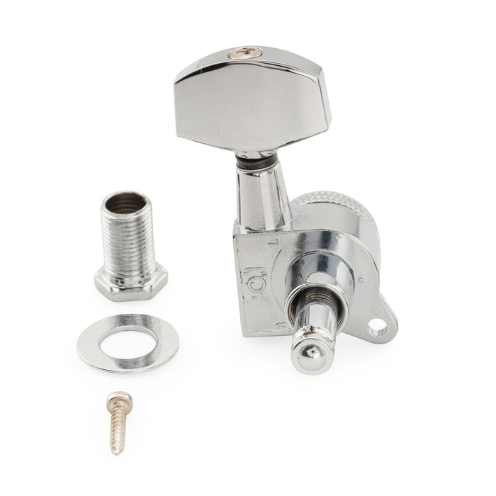 Musiclily Pro R18K Single 18:1 Ratio Full Sealed Locking Machine Head Treble Side Tuner Tuning Peg Key with Big Hex Button 45 Degree Screw for Acoustic Electric Guitar