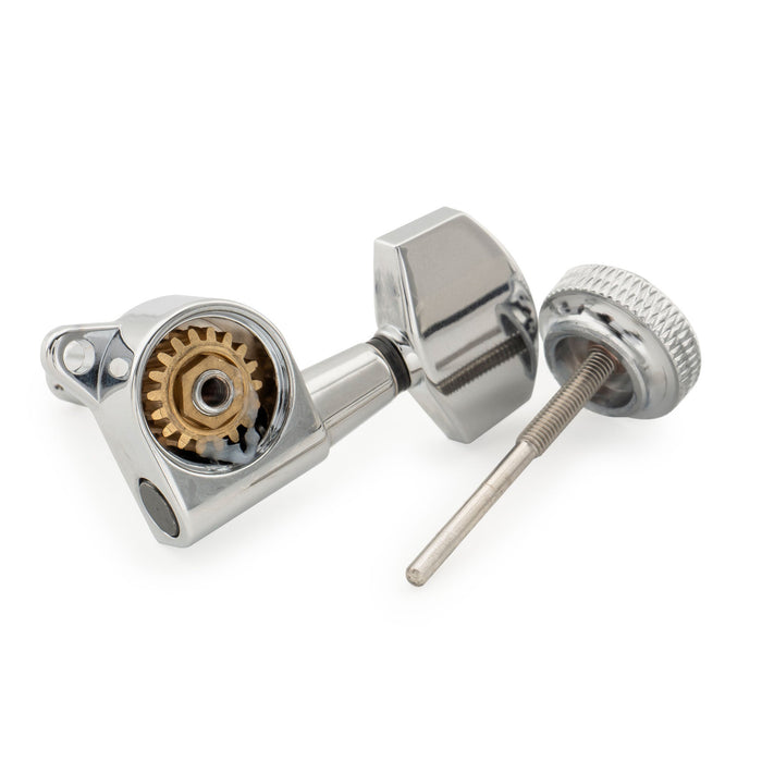 Musiclily Pro R18K Single 18:1 Ratio Full Sealed Locking Machine Head Treble Side Tuner Tuning Peg Key with Big Hex Button 45 Degree Screw for Acoustic Electric Guitar