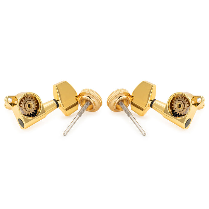 ミュージックリリー プロ R18K 3R3L 18:1 比率 完全密封 ロッキングマシンヘッド チューナー チューニングペグキー 大型六角ボタン 45度ネジ アコースティック/エレキギター用