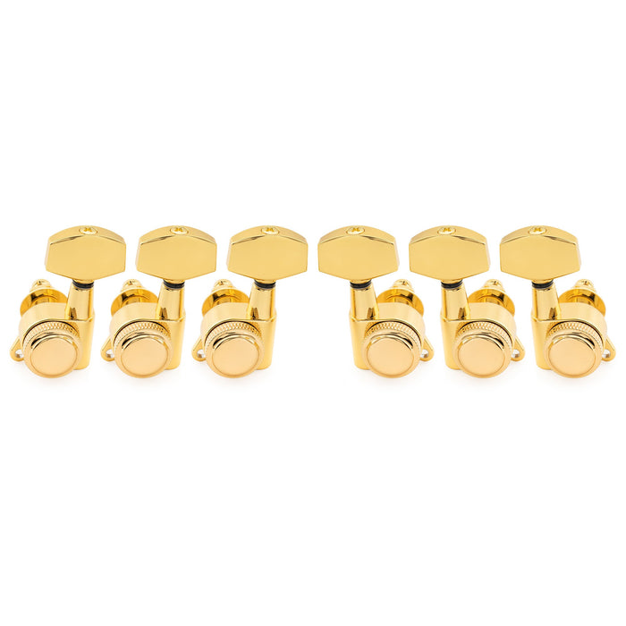 Musiclily Pro 3R3L 18:1 Ratio Full Sealed Locking Machine Heads Tuners Tuning Pegs Keys with Big Hex Button 45 Degree Screw for Acoustic Electric Guitar