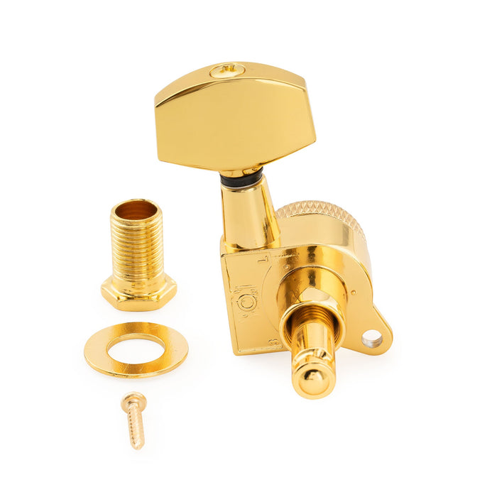 Musiclily Pro R18K Single 18:1 Ratio Full Sealed Locking Machine Head Treble Side Tuner Tuning Peg Key with Big Hex Button 45 Degree Screw for Acoustic Electric Guitar