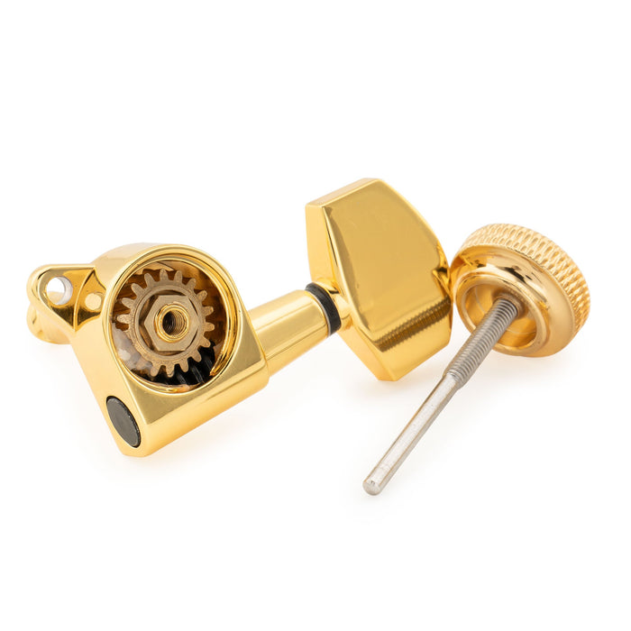 Musiclily Pro R18K Single 18:1 Ratio Full Sealed Locking Machine Head Treble Side Tuner Tuning Peg Key with Big Hex Button 45 Degree Screw for Acoustic Electric Guitar