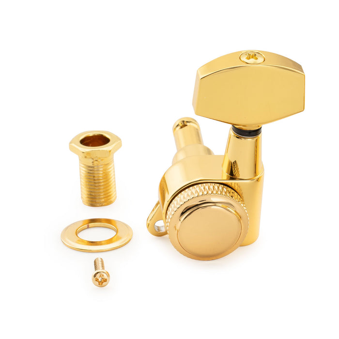 Musiclily Pro Single 18:1 Ratio Full Sealed Locking Machine Head Treble Side Tuner Tuning Peg Key with Big Hex Button 45 Degree Screw for Acoustic Electric Guitar