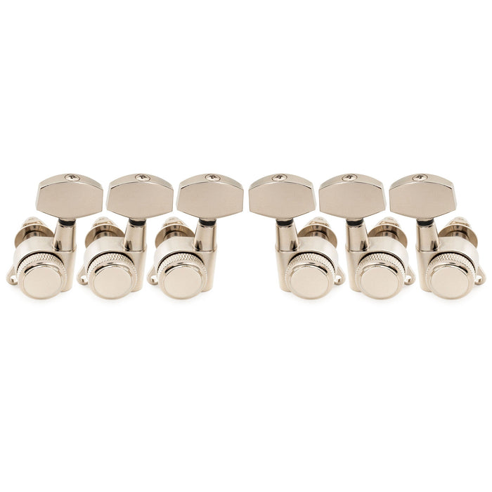Musiclily Pro 3R3L 18:1 Ratio Full Sealed Locking Machine Heads Tuners Tuning Pegs Keys with Big Hex Button 45 Degree Screw for Acoustic Electric Guitar