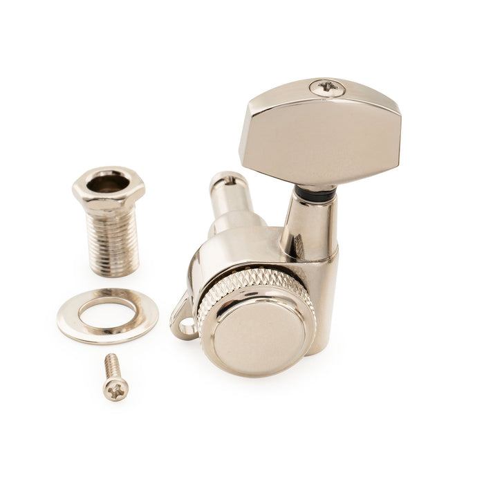 Musiclily Pro Single 18:1 Ratio Full Sealed Locking Machine Head Treble Side Tuner Tuning Peg Key with Big Hex Button 45 Degree Screw for Acoustic Electric Guitar