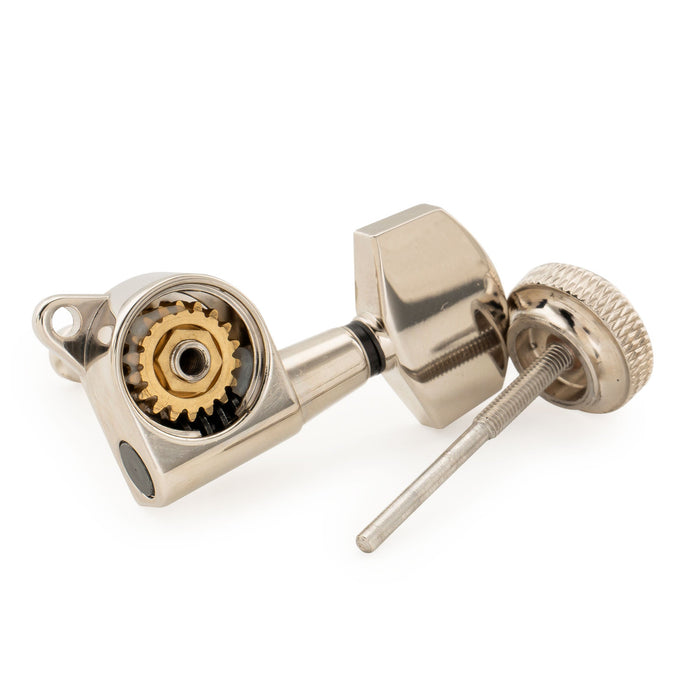 Musiclily Pro Single 18:1 Ratio Full Sealed Locking Machine Head Treble Side Tuner Tuning Peg Key with Big Hex Button 45 Degree Screw for Acoustic Electric Guitar