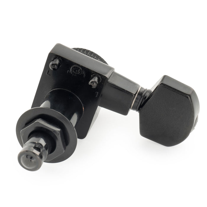 Musiclily Pro R18K Left-Handed 6-in-line 18:1 Ratio 2-Pin Full Sealed Locking Machine Heads Tuners Tuning Pegs Keys with Hex Button for Fender Strat Tele Style Electric Guitar