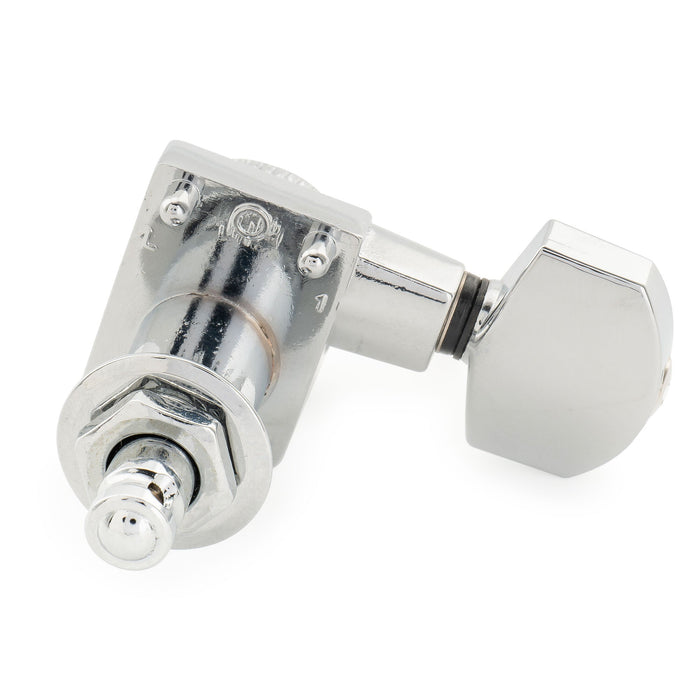 Musiclily Pro R18K Left-Handed 6-in-line 18:1 Ratio 2-Pin Full Sealed Locking Machine Heads Tuners Tuning Pegs Keys with Hex Button for Fender Strat Tele Style Electric Guitar