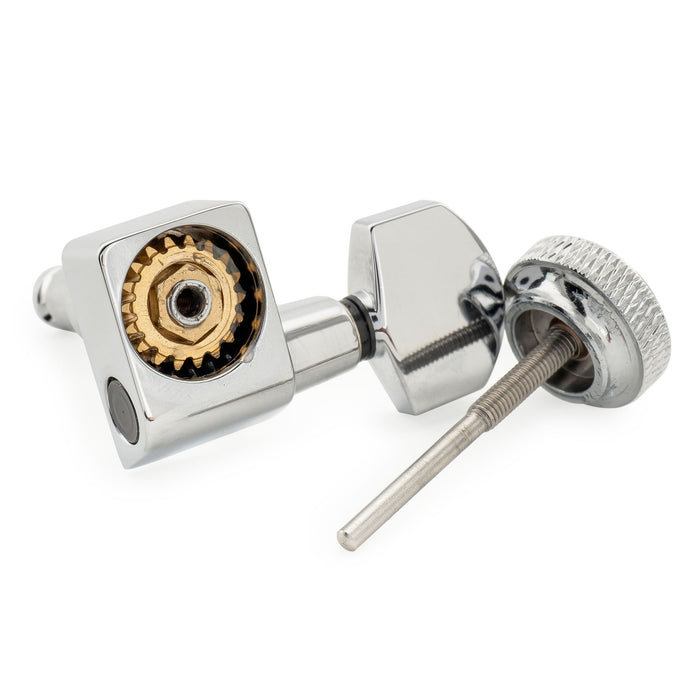 Musiclily Pro Single 18:1 Ratio 2-Pin Full Sealed Locking Machine Head Treble Side Tuner Tuning Peg Key with Hex Button for Fender Strat Tele Style Electric Guitar