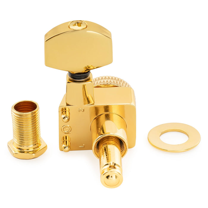 Musiclily Pro R18K Left-Handed 6-in-line 18:1 Ratio 2-Pin Full Sealed Locking Machine Heads Tuners Tuning Pegs Keys with Hex Button for Fender Strat Tele Style Electric Guitar