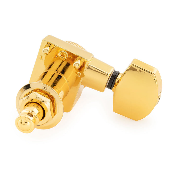 Musiclily Pro R18K Left-Handed 6-in-line 18:1 Ratio 2-Pin Full Sealed Locking Machine Heads Tuners Tuning Pegs Keys with Hex Button for Fender Strat Tele Style Electric Guitar