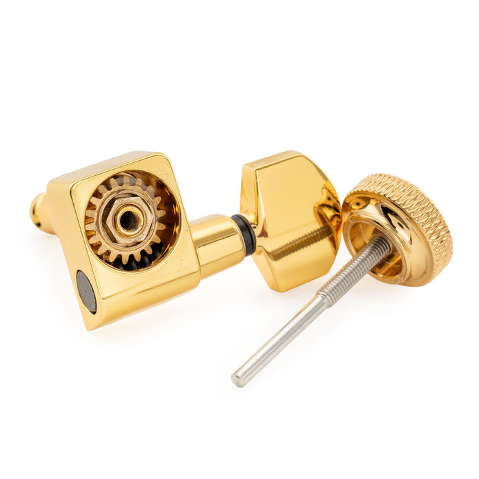 Musiclily Pro R18K Single 18:1 Ratio 2-Pin Full Sealed Locking Machine Head Treble Side Tuner Tuning Peg Key with Hex Button for Fender Strat Tele Style Electric Guitar