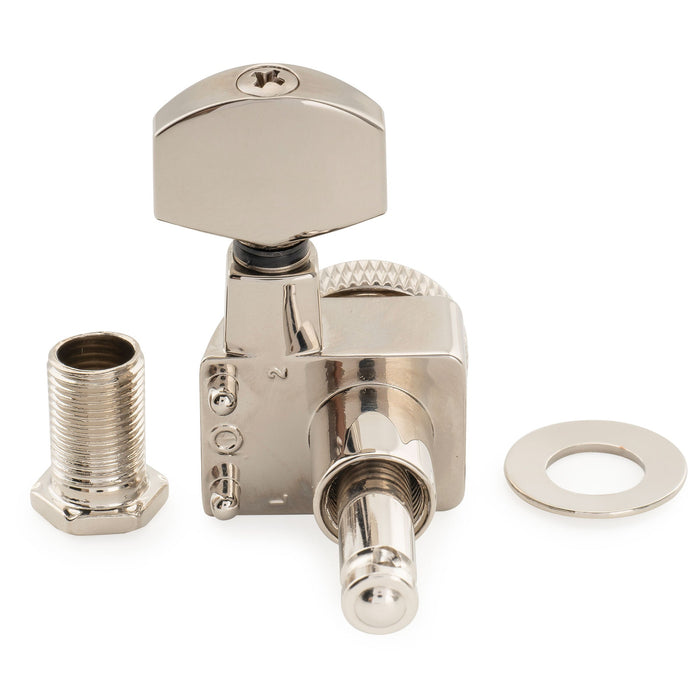 Musiclily Pro Left-Handed 6-in-line 18:1 Ratio 2-Pin Full Sealed Locking Machine Heads Tuners Tuning Pegs Keys with Hex Button for Fender Strat Tele Style Electric Guitar