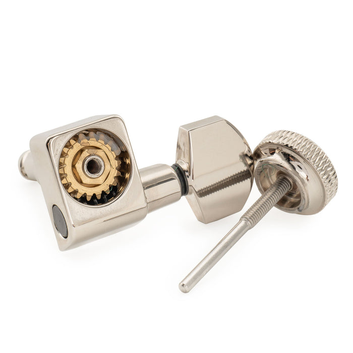 Musiclily Pro R18K Single 18:1 Ratio 2-Pin Full Sealed Locking Machine Head Treble Side Tuner Tuning Peg Key with Hex Button for Fender Strat Tele Style Electric Guitar