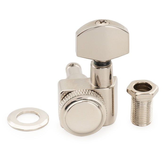 Musiclily Pro Single 18:1 Ratio 2-Pin Full Sealed Locking Machine Head Treble Side Tuner Tuning Peg Key with Hex Button for Fender Strat Tele Style Electric Guitar