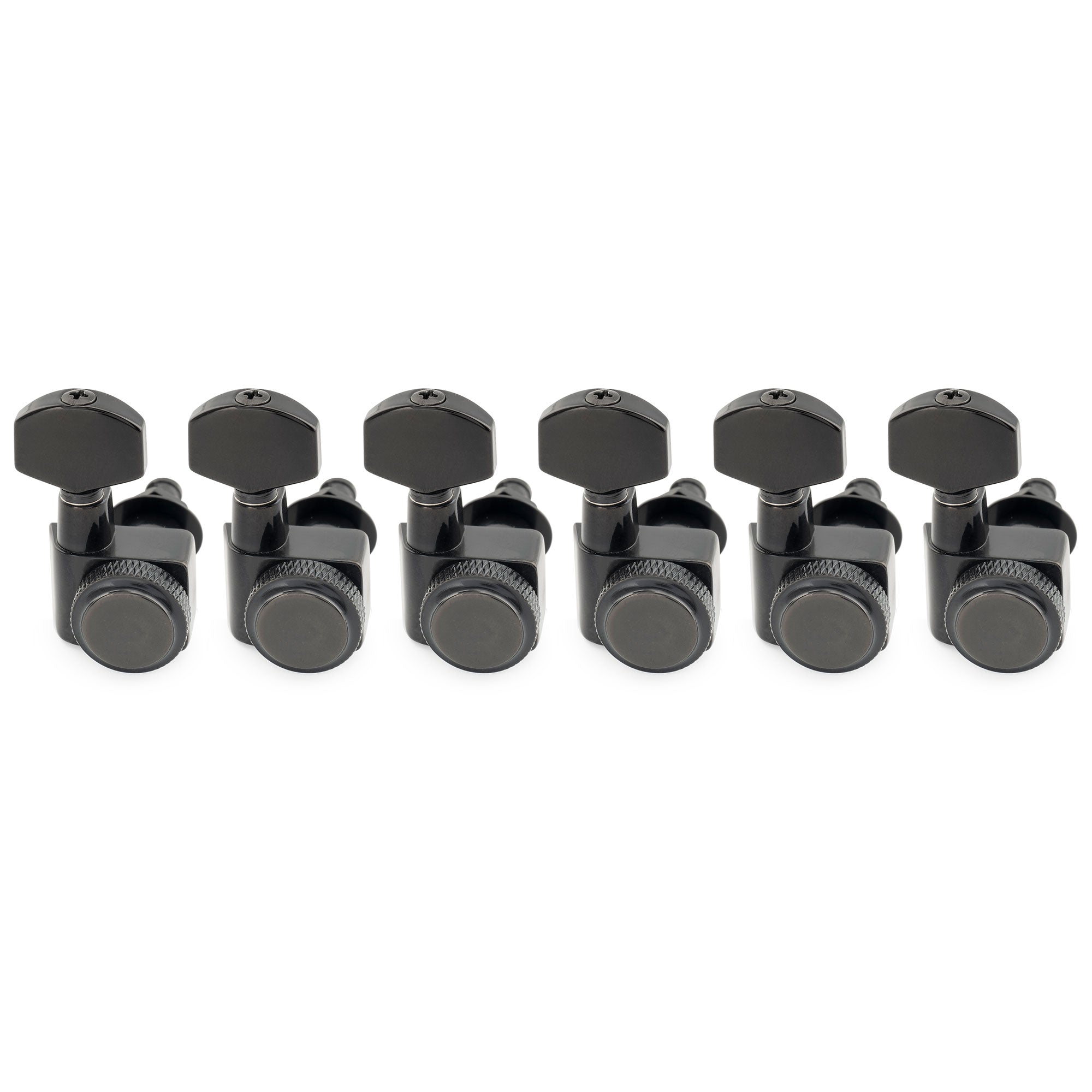 Musiclily Pro R18K 6-in-line 18:1 Ratio 2-Pin Full Sealed Locking Machine Heads Tuners Tuning Pegs Keys with Hex Button for Fender Strat Tele Style Electric Guitar Musiclily Pro