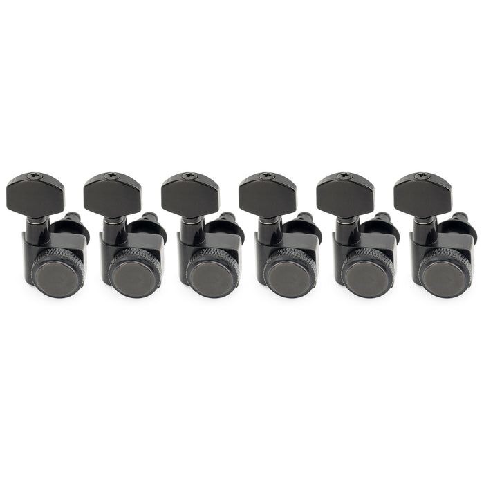Musiclily Pro 6-in-line 18:1 Ratio 2-Pin Full Sealed Locking Machine Heads Tuners Tuning Pegs Keys with Hex Button for Fender Strat Tele Style Electric Guitar