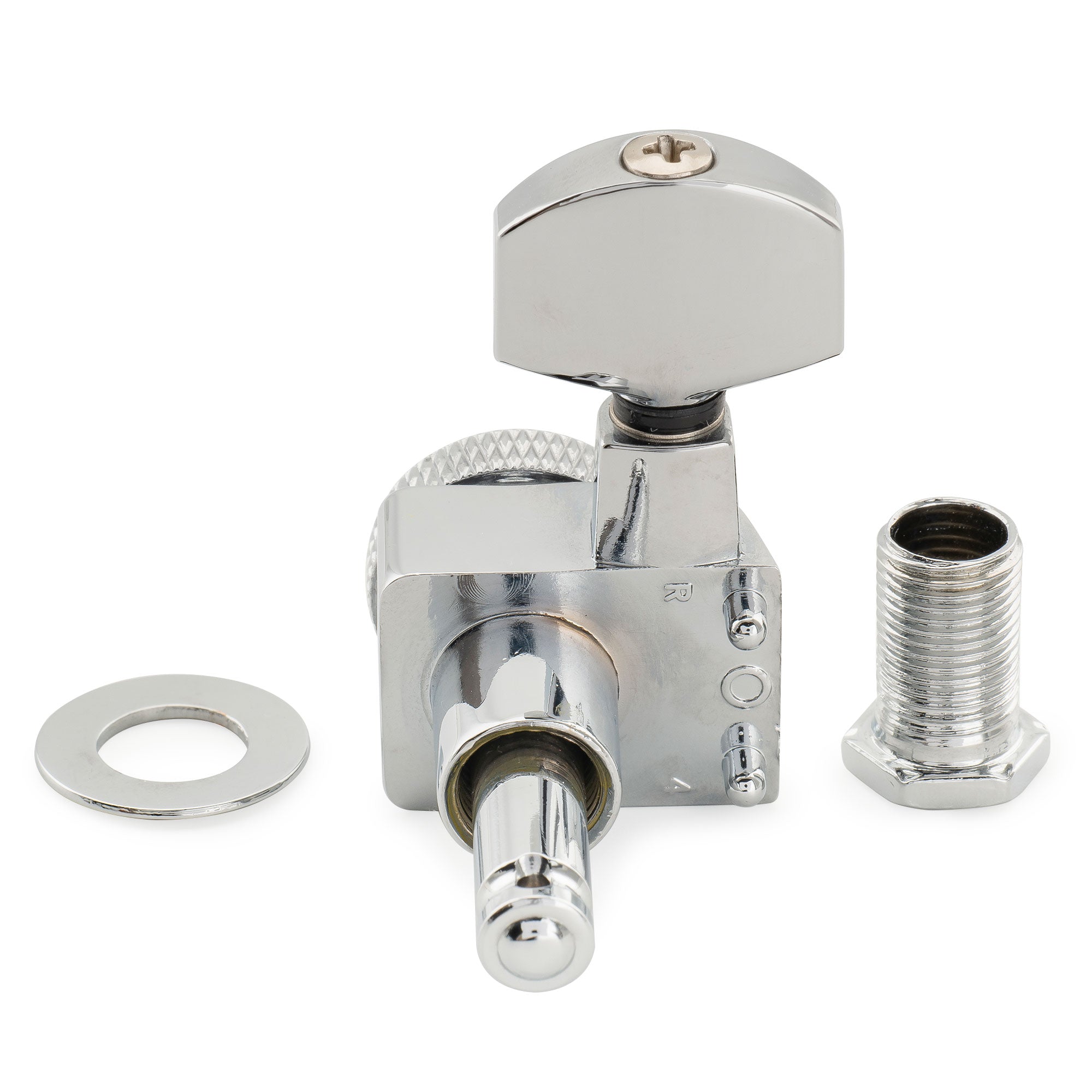 Musiclily Pro R18K Single 18:1 Ratio 2-Pin Full Sealed Locking Machine Head Bass Side Tuner Tuning Peg Key with Hex Button for Fender Strat Tele Style Electric Guitar Musiclily Pro