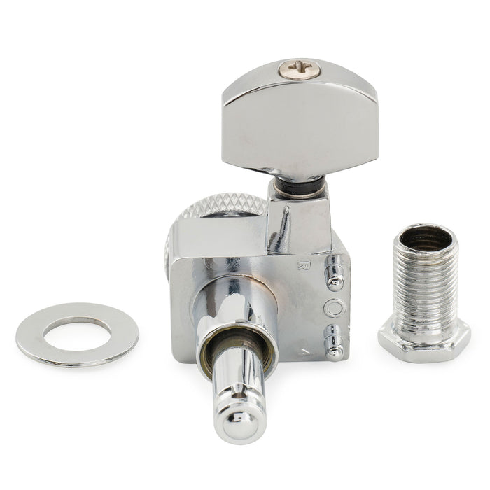 Musiclily Pro Single 18:1 Ratio 2-Pin Full Sealed Locking Machine Head Bass Side Tuner Tuning Peg Key with Hex Button for Fender Strat Tele Style Electric Guitar