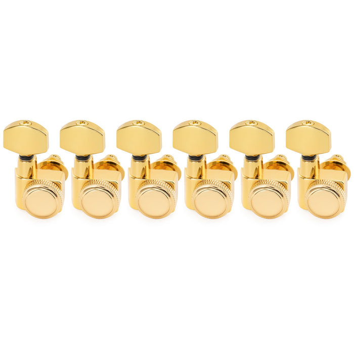Musiclily Pro 6-in-line 18:1 Ratio 2-Pin Full Sealed Locking Machine Heads Tuners Tuning Pegs Keys with Hex Button for Fender Strat Tele Style Electric Guitar