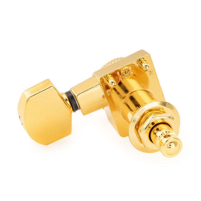 Musiclily Pro R18K Single 18:1 Ratio 2-Pin Full Sealed Locking Machine Head Bass Side Tuner Tuning Peg Key with Hex Button for Fender Strat Tele Style Electric Guitar
