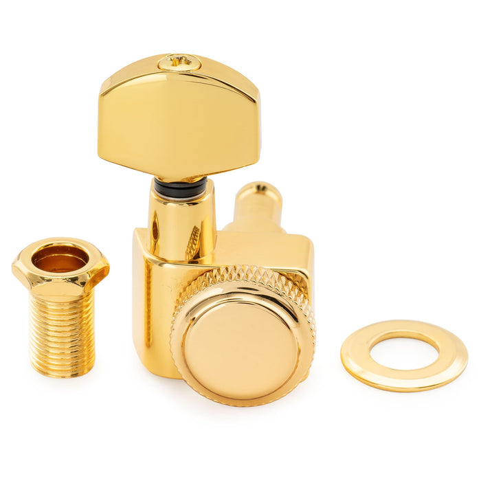 Musiclily Pro Single 18:1 Ratio 2-Pin Full Sealed Locking Machine Head Bass Side Tuner Tuning Peg Key with Hex Button for Fender Strat Tele Style Electric Guitar