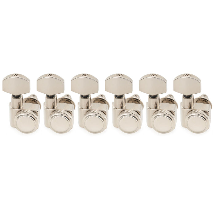 Musiclily Pro 6-in-line 18:1 Ratio 2-Pin Full Sealed Locking Machine Heads Tuners Tuning Pegs Keys with Hex Button for Fender Strat Tele Style Electric Guitar