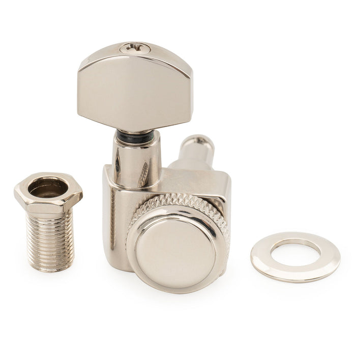 Musiclily Pro Single 18:1 Ratio 2-Pin Full Sealed Locking Machine Head Bass Side Tuner Tuning Peg Key with Hex Button for Fender Strat Tele Style Electric Guitar