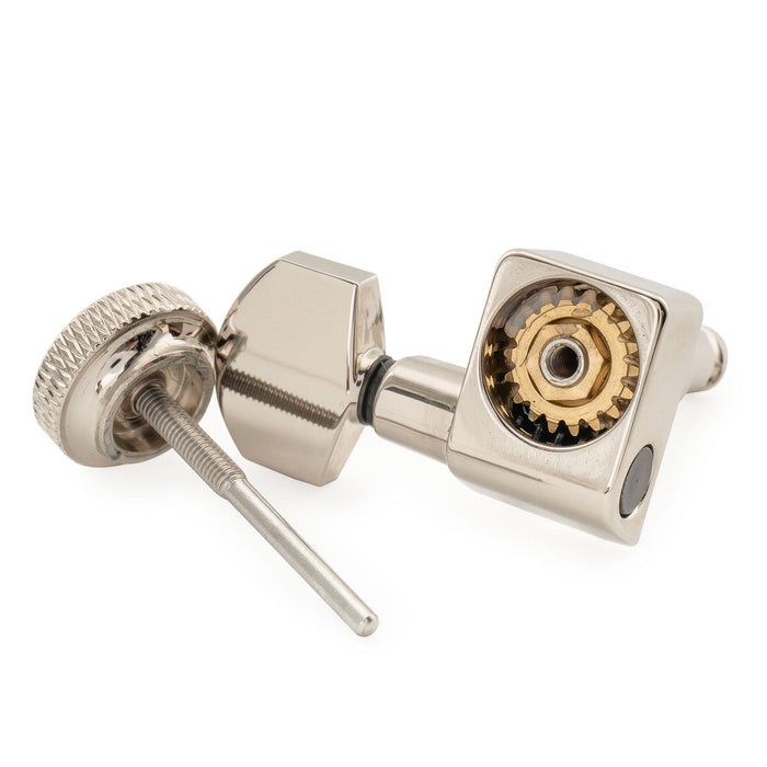 Musiclily Pro R18K Single 18:1 Ratio 2-Pin Full Sealed Locking Machine Head Bass Side Tuner Tuning Peg Key with Hex Button for Fender Strat Tele Style Electric Guitar