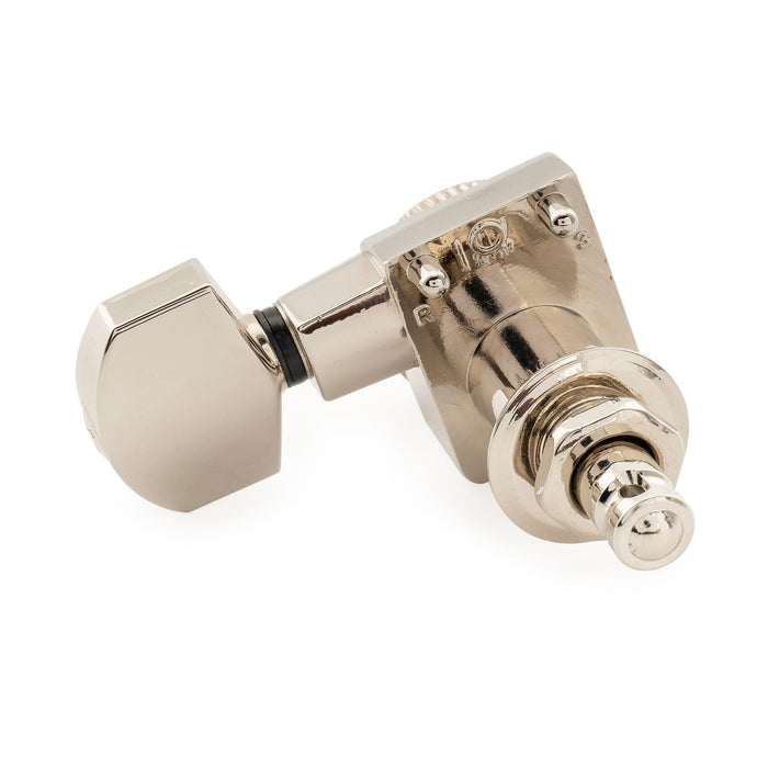 Musiclily Pro R18K Single 18:1 Ratio 2-Pin Full Sealed Locking Machine Head Bass Side Tuner Tuning Peg Key with Hex Button for Fender Strat Tele Style Electric Guitar