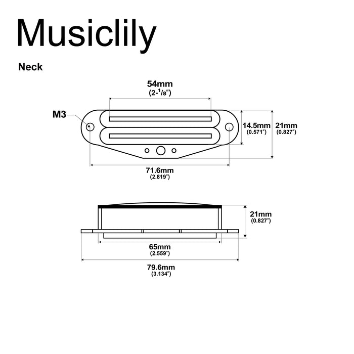 Musiclily Pro TL-NHR Alnico 5 Rail Blade Single Coil Sized Humbucker Neck Pickup 9.1K for Tele Style Electric Guitar